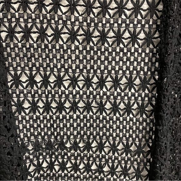 LISA KLINE Black Open Short Sleeve Cardigan Duster Swimwear Kimono Coverup L - Picture 3 of 4